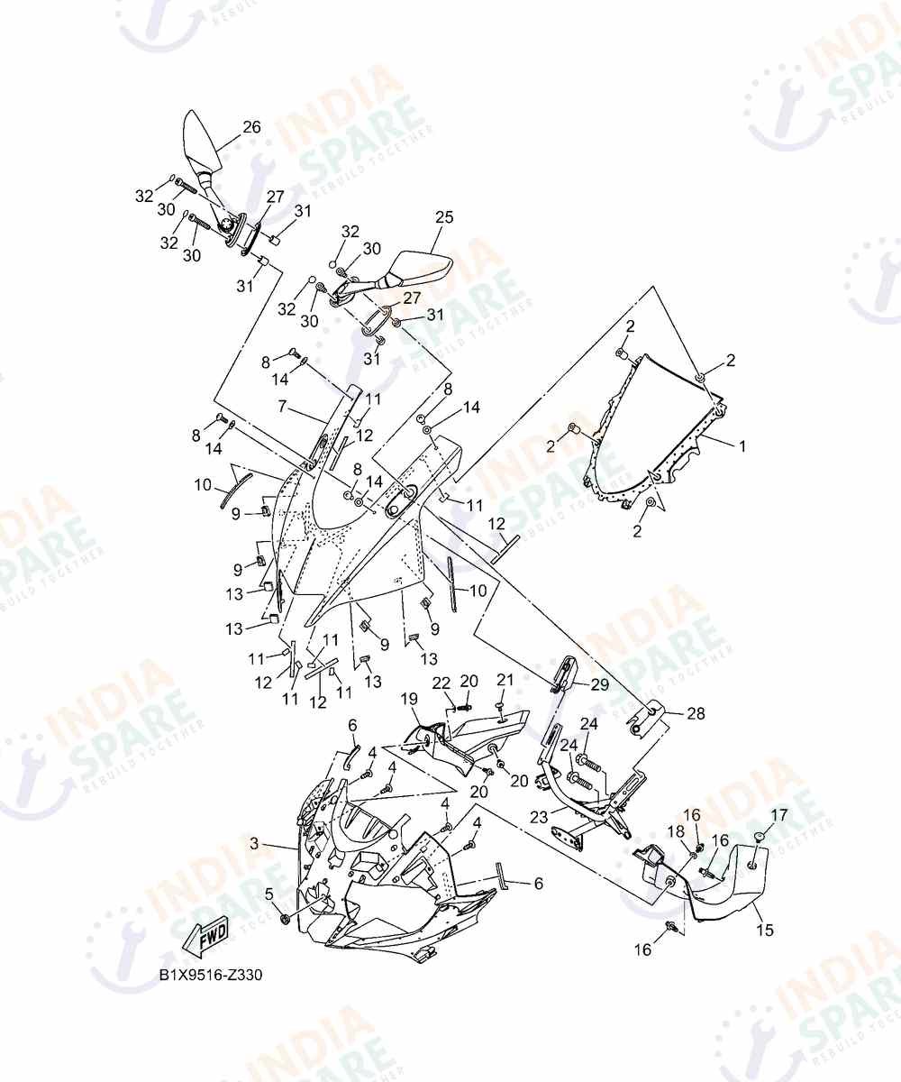 YAMAHA D782 R3 Series WINDSHIELD
