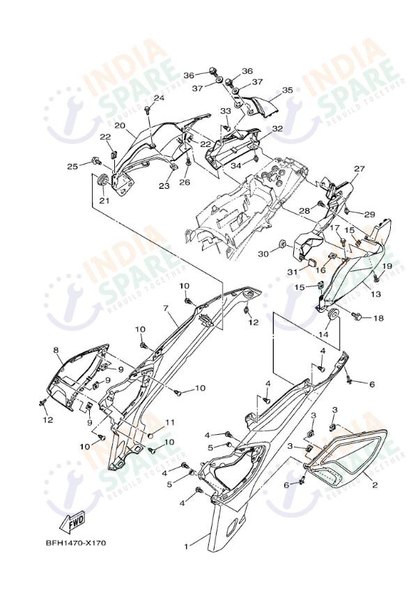 Yamaha FZS V4 BXP1 Side Cover | IndiaSpare