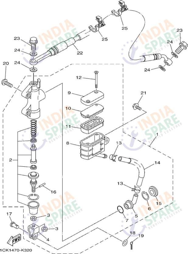 Yamaha R15 V2 2FB3 Rr Master Cylinder | IndiaSpare