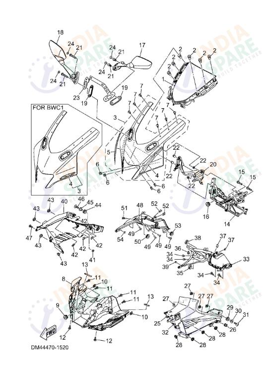YAMAHA DM45 R15 V4 Series WINDSHIELD