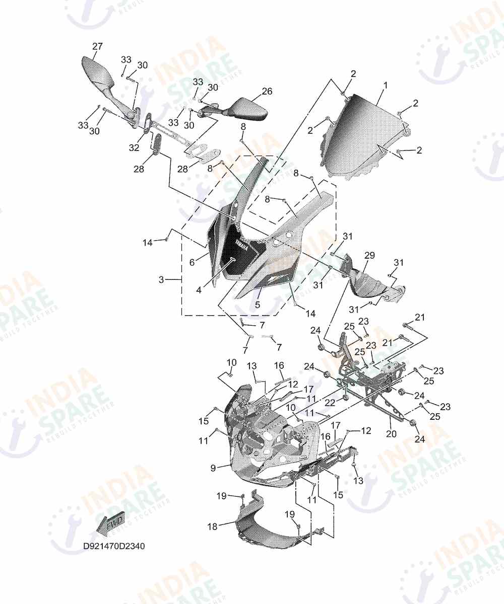 YAMAHA D921 R2 200CC Series WINDSHIELD