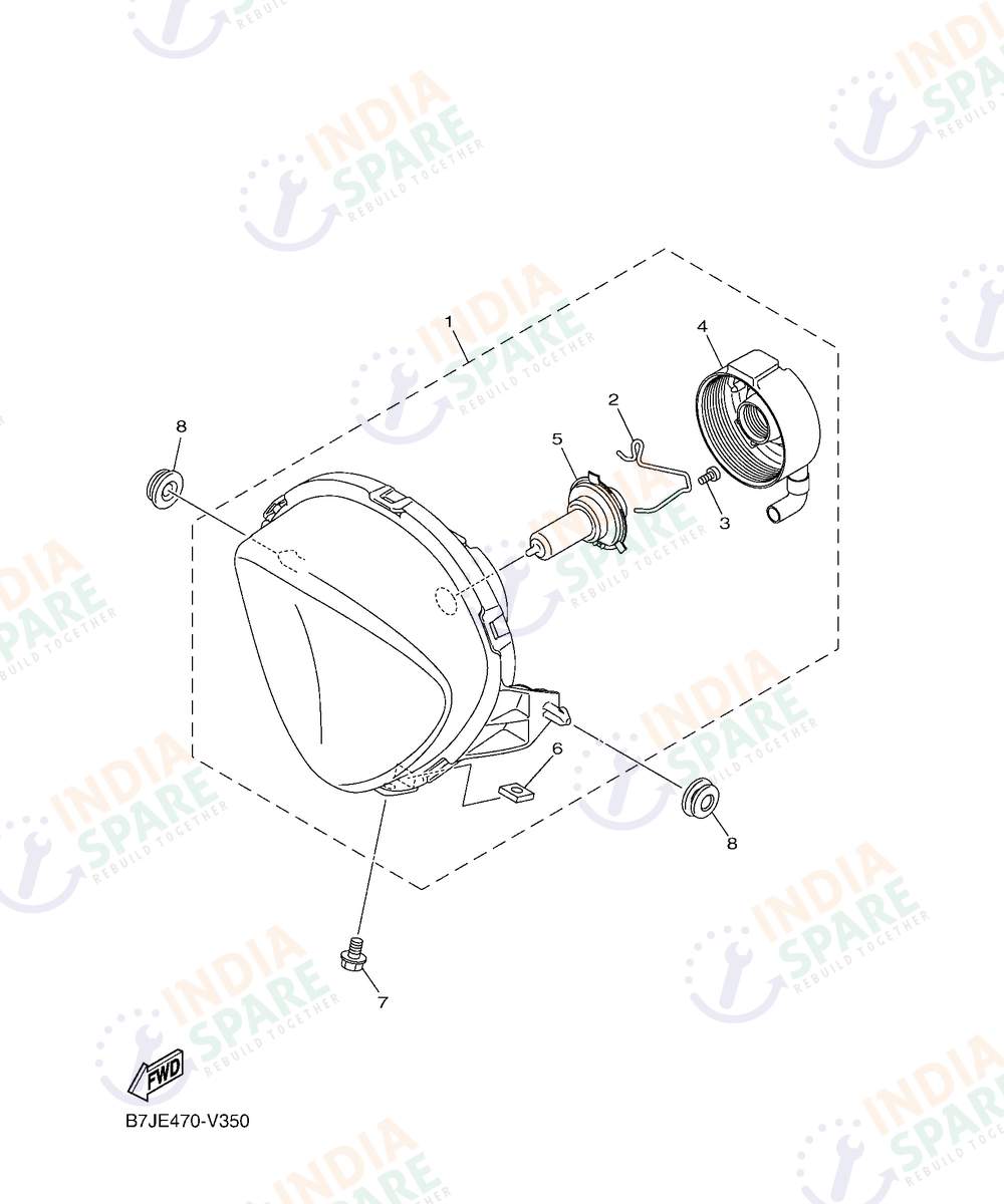 YAMAHA BGPK Fascino 125CC Drum Series HEADLIGHT