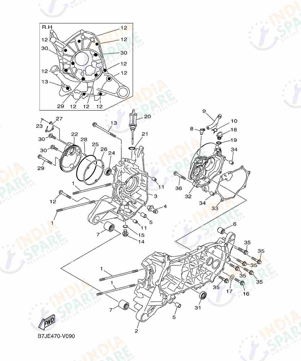 YAMAHA DG57 FASCINO 125CC DISC Series CRANKCASE
